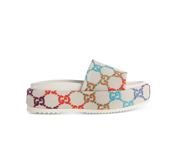 Women's GG Multicolor Platform Slide Sandals
