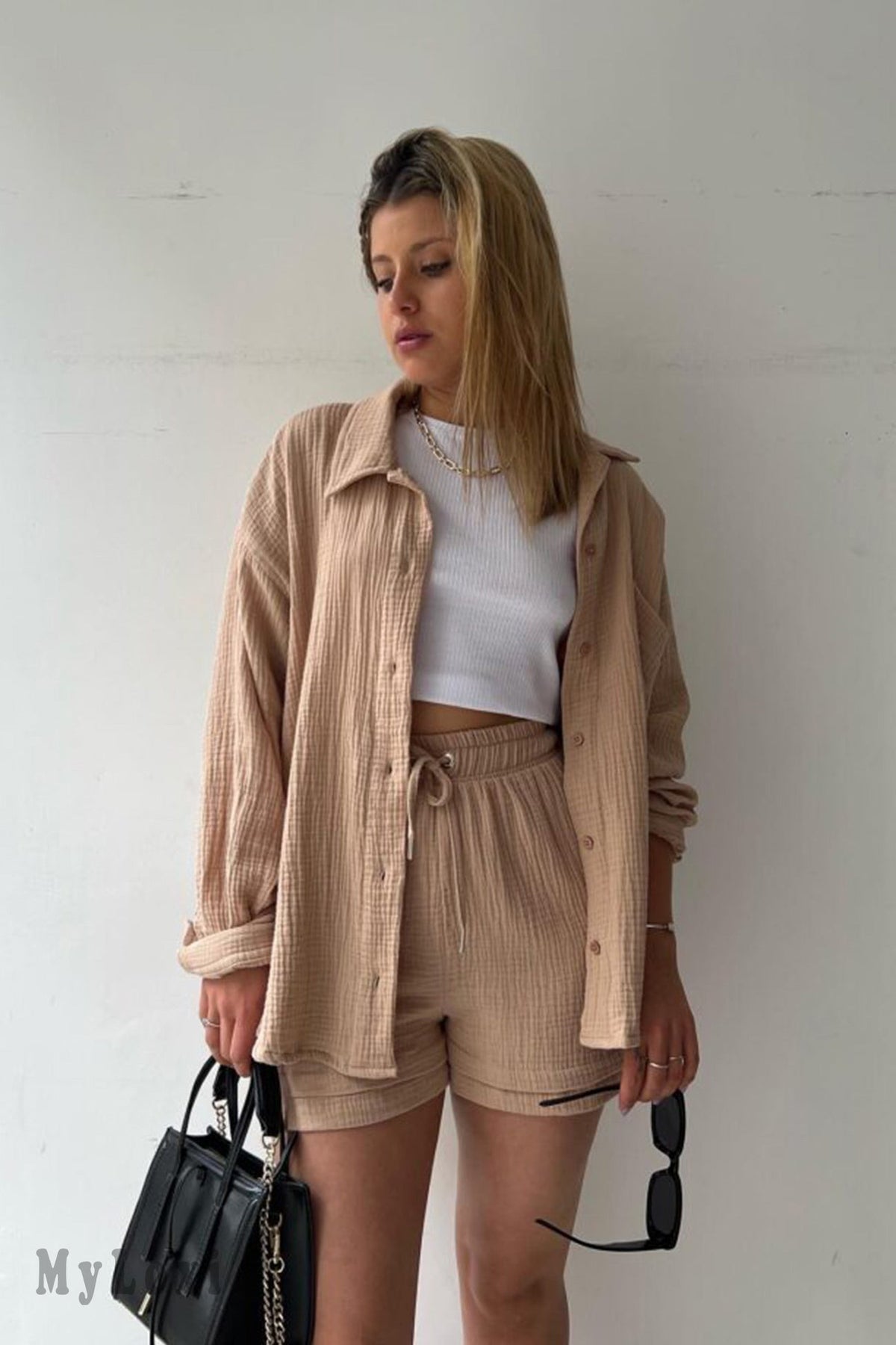 Long Sleeve Shirt Short Set