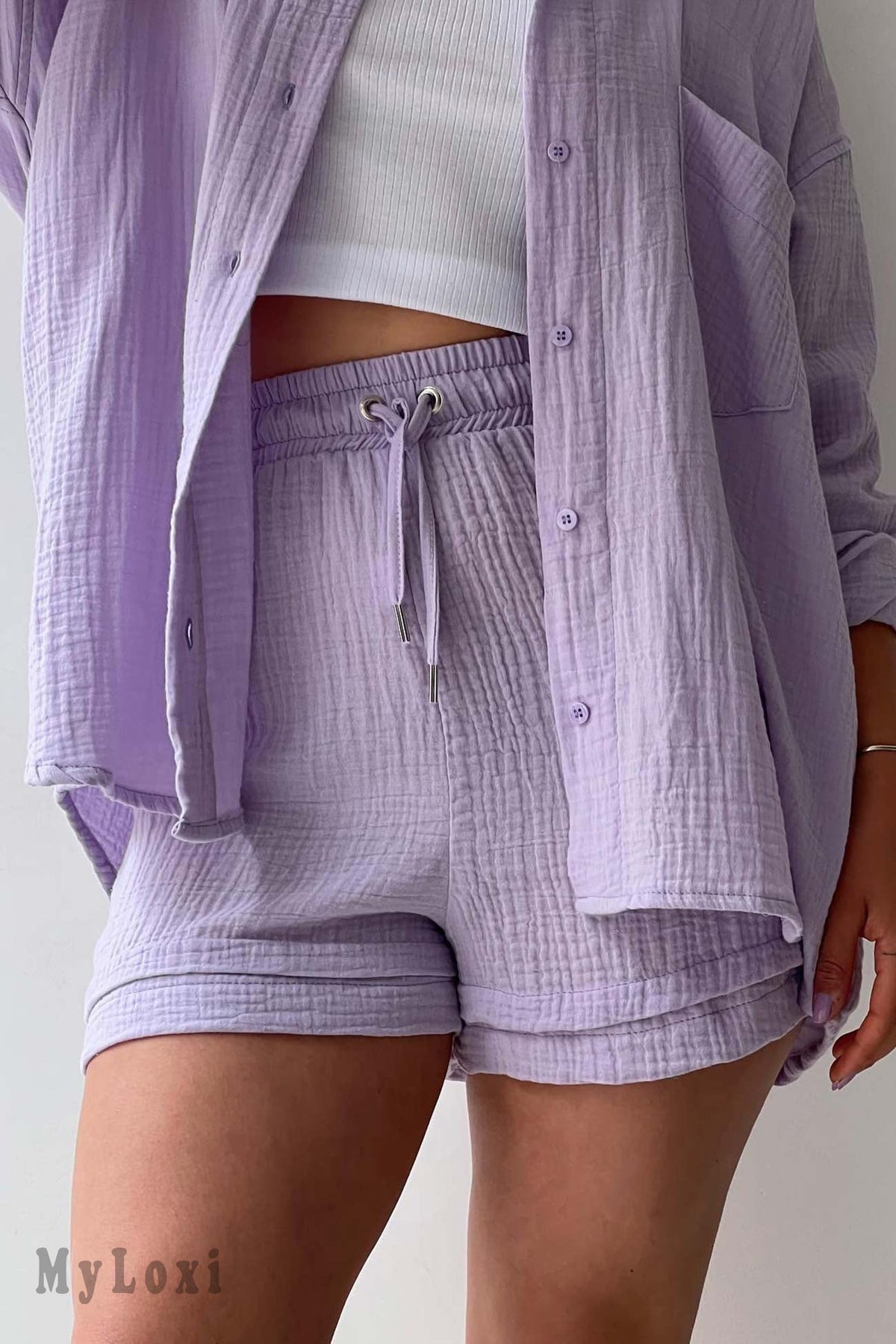 Long Sleeve Shirt Short Set