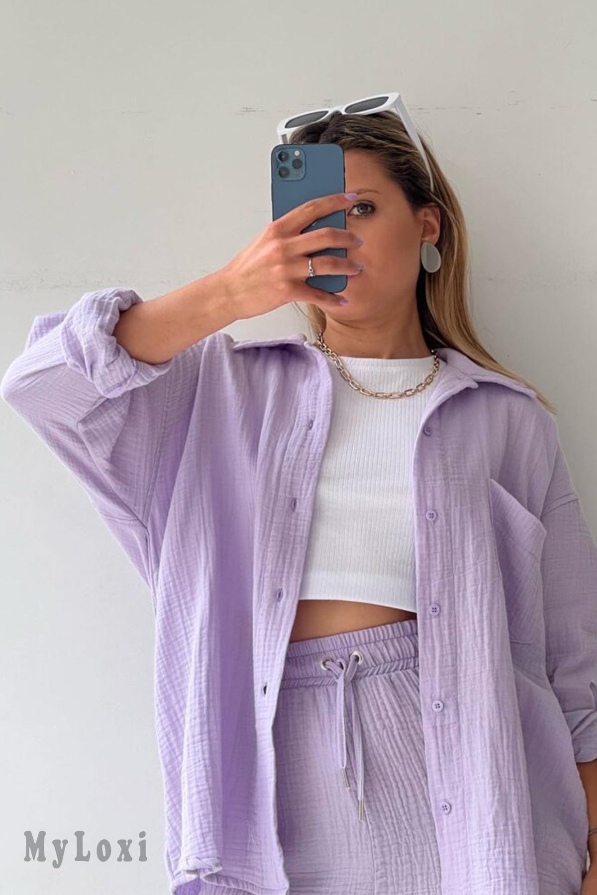 Long Sleeve Shirt Short Set