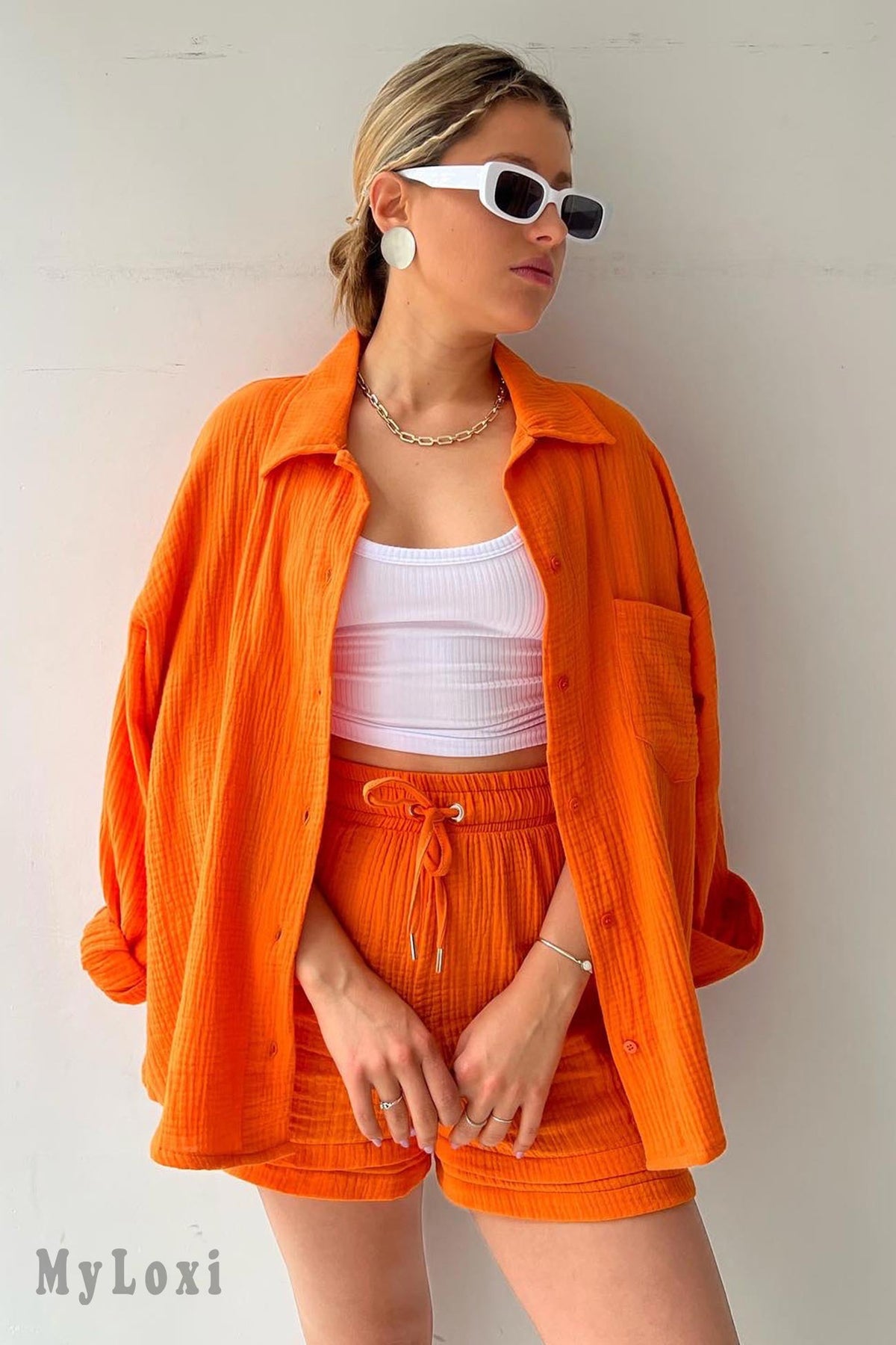 Long Sleeve Shirt Short Set