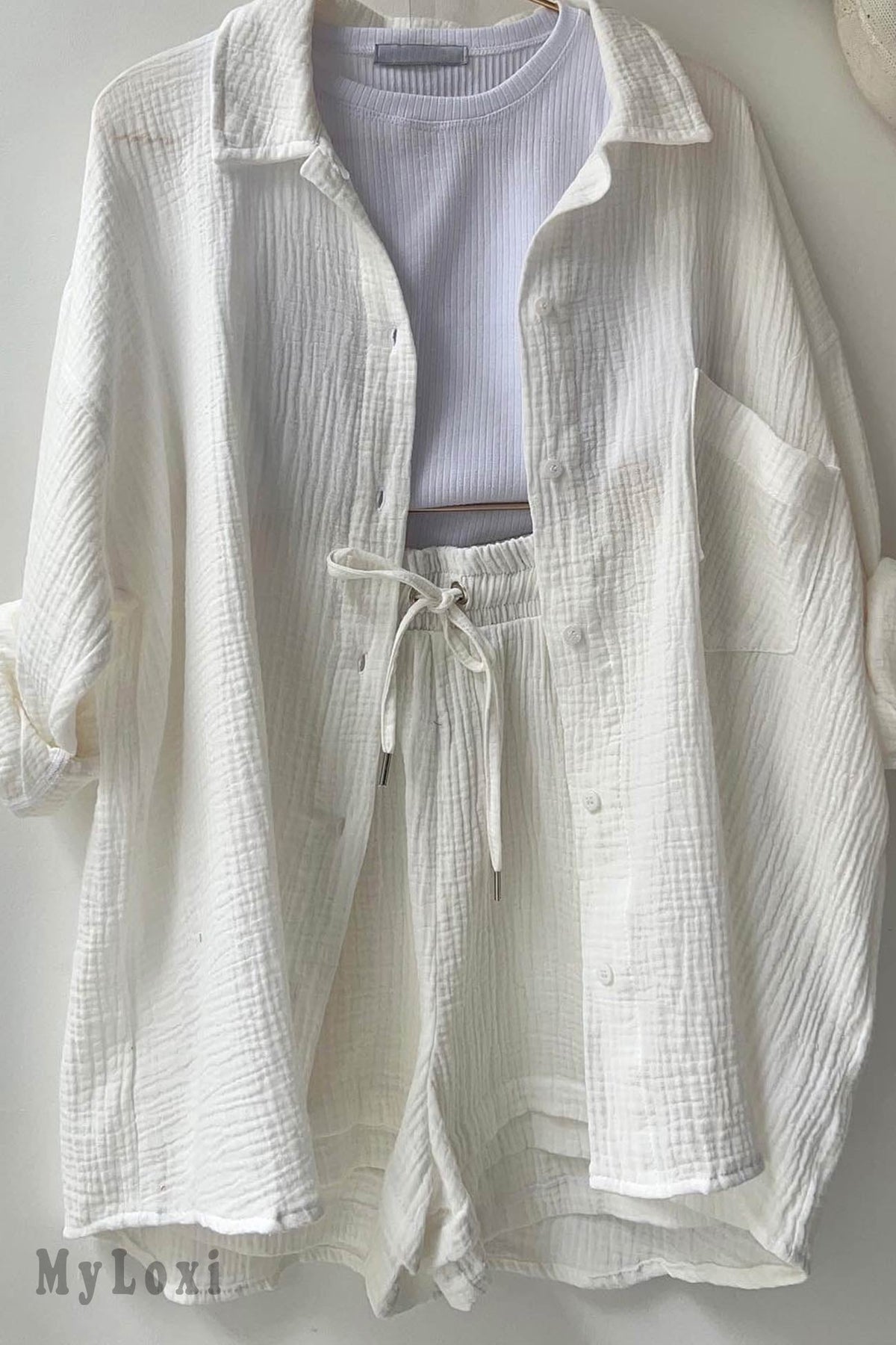 Long Sleeve Shirt Short Set